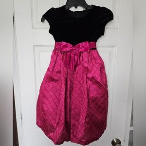 Jayne Copeland Black and Pink Fit and Flare Dress